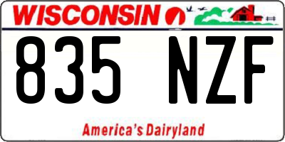 WI license plate 835NZF
