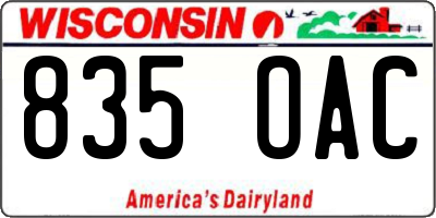 WI license plate 835OAC