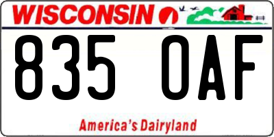 WI license plate 835OAF