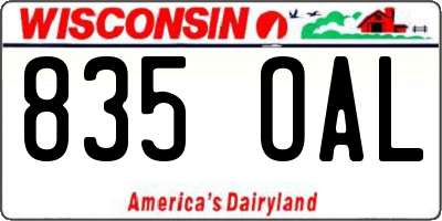 WI license plate 835OAL