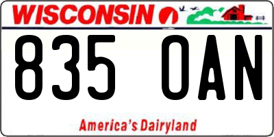 WI license plate 835OAN