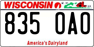 WI license plate 835OAO
