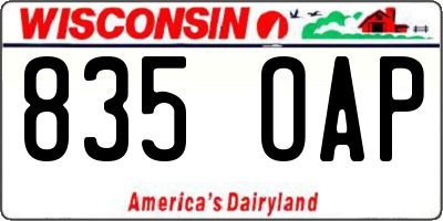 WI license plate 835OAP
