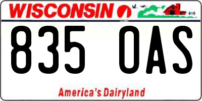WI license plate 835OAS
