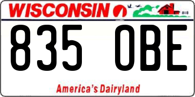 WI license plate 835OBE