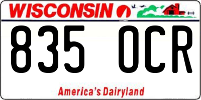 WI license plate 835OCR
