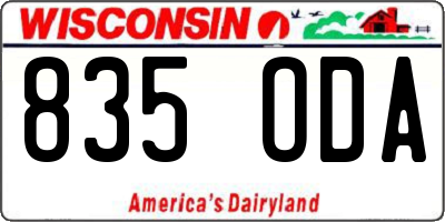 WI license plate 835ODA