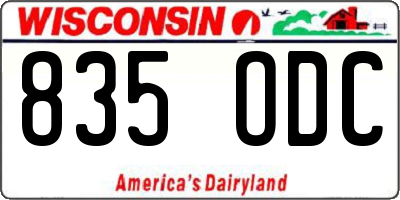 WI license plate 835ODC