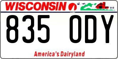 WI license plate 835ODY