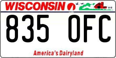 WI license plate 835OFC