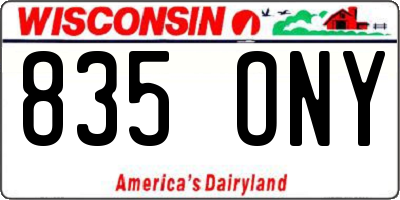 WI license plate 835ONY