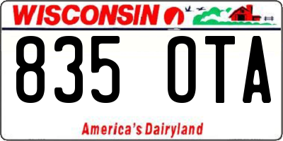 WI license plate 835OTA