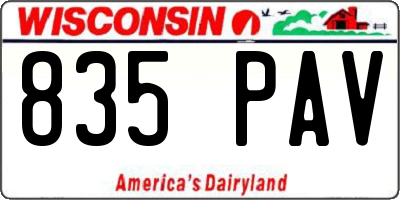 WI license plate 835PAV