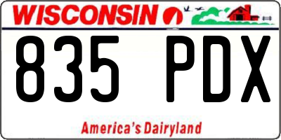 WI license plate 835PDX