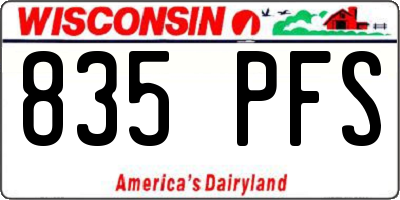 WI license plate 835PFS