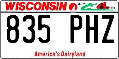 WI license plate 835PHZ