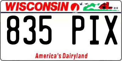 WI license plate 835PIX