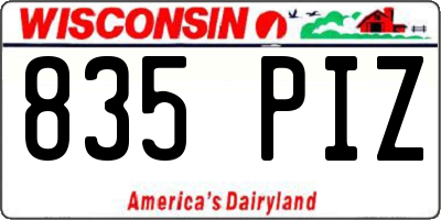 WI license plate 835PIZ