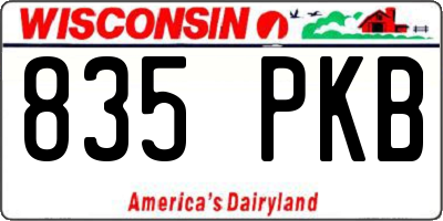 WI license plate 835PKB