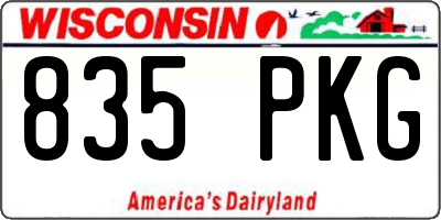 WI license plate 835PKG
