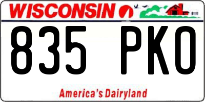 WI license plate 835PKO
