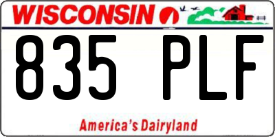 WI license plate 835PLF