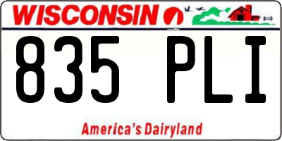 WI license plate 835PLI