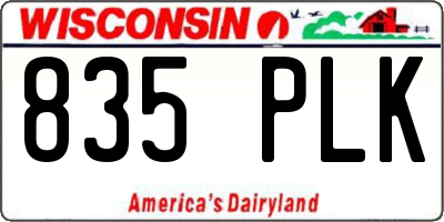 WI license plate 835PLK