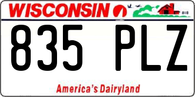 WI license plate 835PLZ