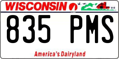 WI license plate 835PMS
