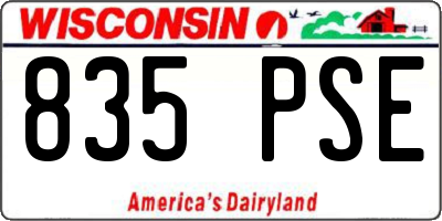 WI license plate 835PSE