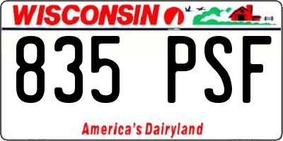 WI license plate 835PSF
