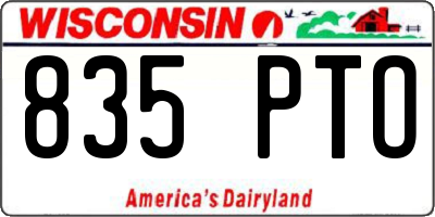 WI license plate 835PTO