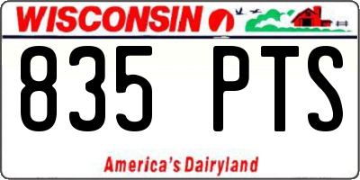 WI license plate 835PTS