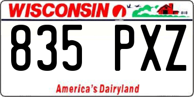 WI license plate 835PXZ