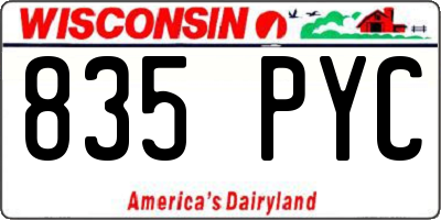 WI license plate 835PYC