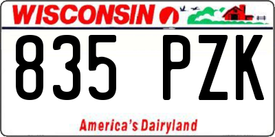 WI license plate 835PZK