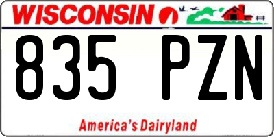 WI license plate 835PZN