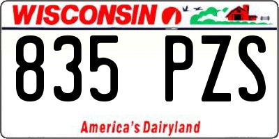 WI license plate 835PZS