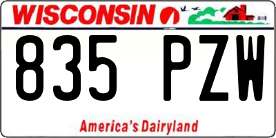 WI license plate 835PZW