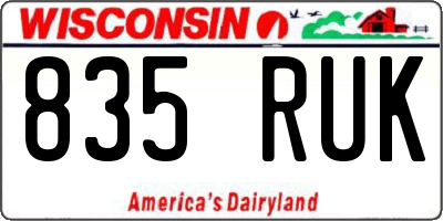 WI license plate 835RUK