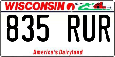 WI license plate 835RUR