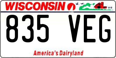 WI license plate 835VEG