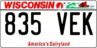 WI license plate 835VEK
