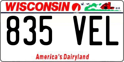 WI license plate 835VEL