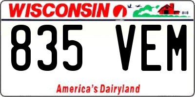 WI license plate 835VEM