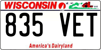 WI license plate 835VET