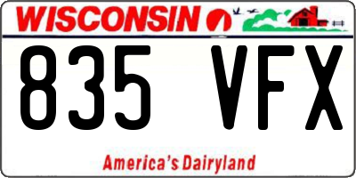 WI license plate 835VFX