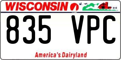 WI license plate 835VPC
