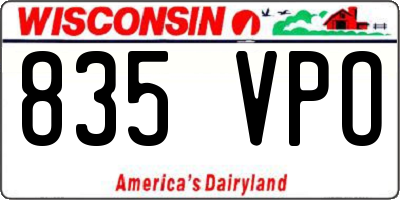 WI license plate 835VPO